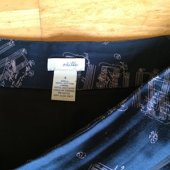 ODILLE midi knee length skirt 4 S Small music score black white manuscript - Picture 5 of 5